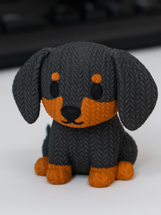 Knitted dog action figure