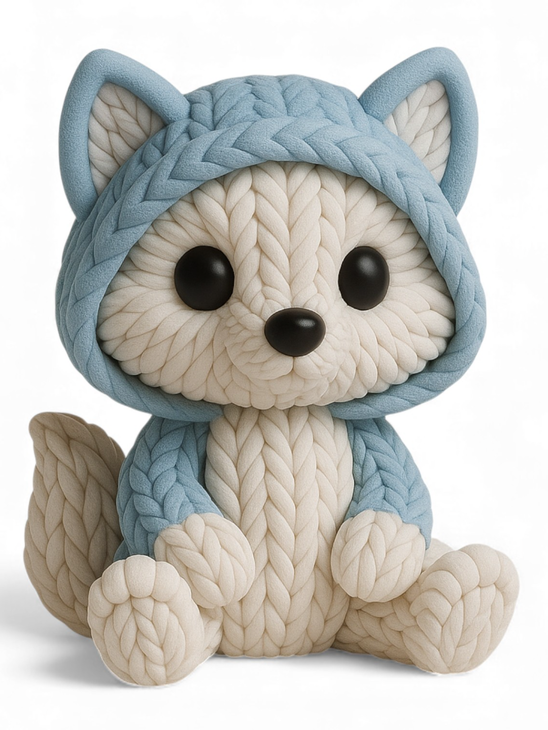 Knitted fox action figure